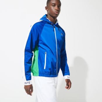 Lacoste SPORT Lightweight Colorblock Tennis Windbreaker - Větrovky Pánské Blankyt / Zelene / Bílé /